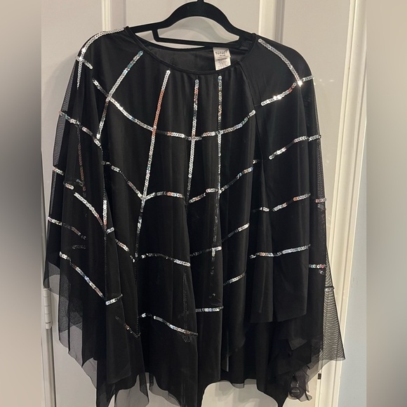 Spirit Plus Black 🕷️ Web Sequin Cape Poncho Halloween costume - Picture 11 of 12